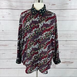 Jordan Woman floral blouse sheer silky long sleeve